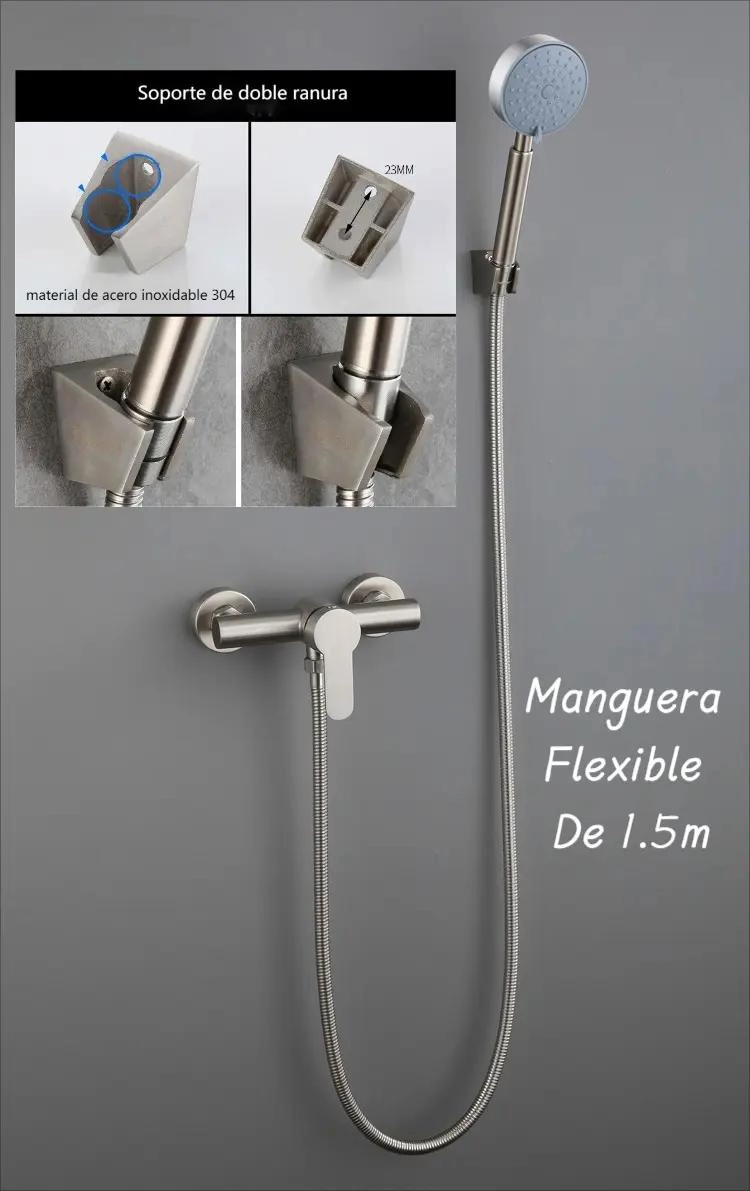 LLAVE MONOMANDO PARA DUCHA ACERO INOXIDABLE CEPILLADO - 4