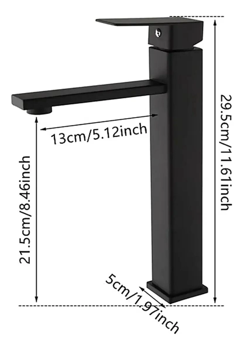 LLAVE LAVAMANOS ALTA MONOMANDO ACERO INOXIDABLE NEGRO - 2