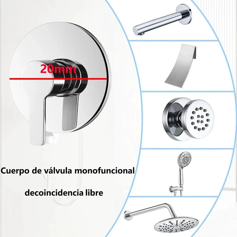 MONOMANDO DUCHA EMPOTRADO CON VALVULA DE 3 VIAS DE COBRE - 2