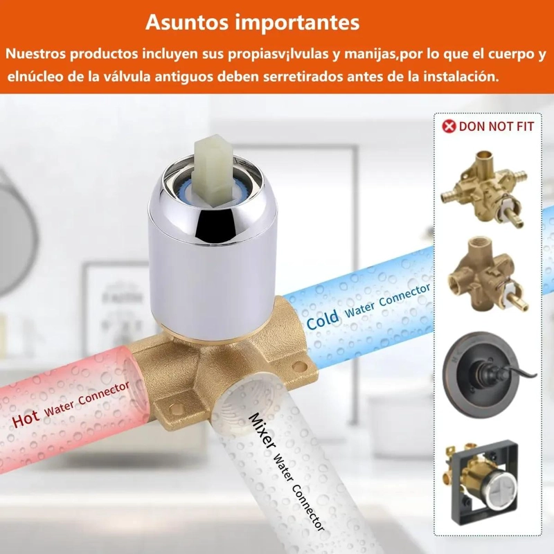 MONOMANDO DUCHA EMPOTRADO CON VALVULA DE 3 VIAS DE COBRE - 4