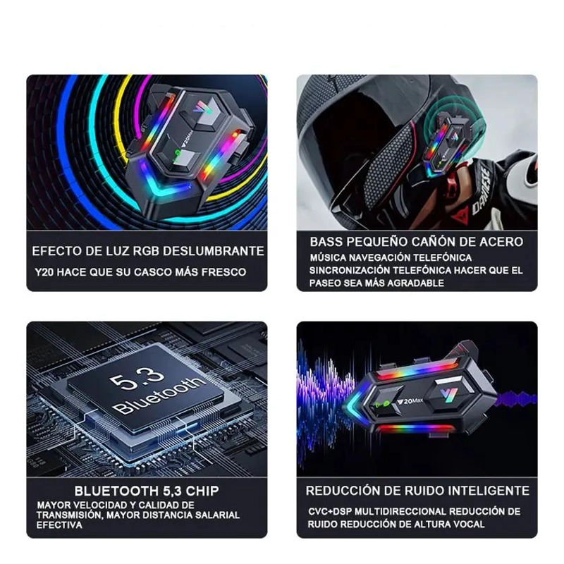 MANOS LIBRES BLUETOOTH PARA CASCO DE MOTO CON INTERCOMUN - 3