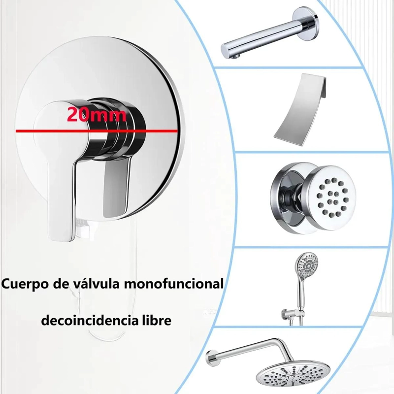 MONOMANDO DUCHA EMPOTRADO CON VALVULA DE 3 VIAS DE COBRE - 3