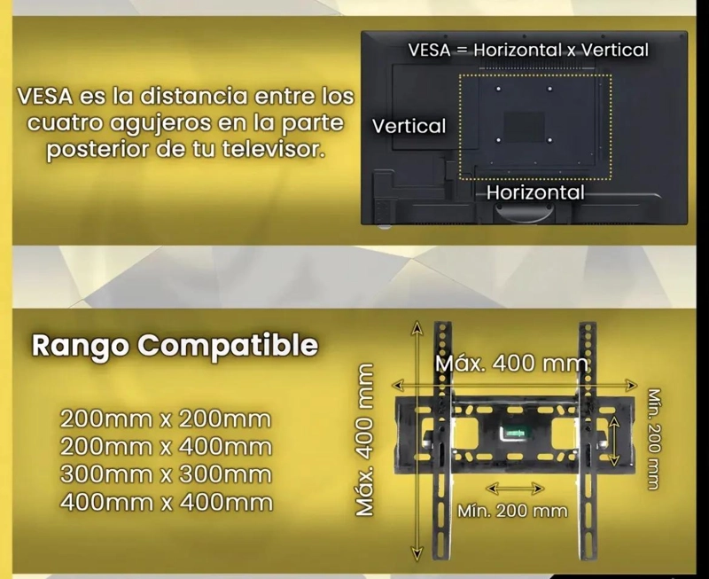 SOPORTE PARA TV 23 A 65 PULGADAS CON INCLINACION NEGRO - 2