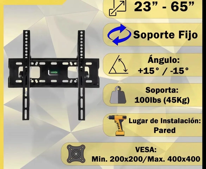 SOPORTE PARA TV 23 A 65 PULGADAS CON INCLINACION NEGRO - 4