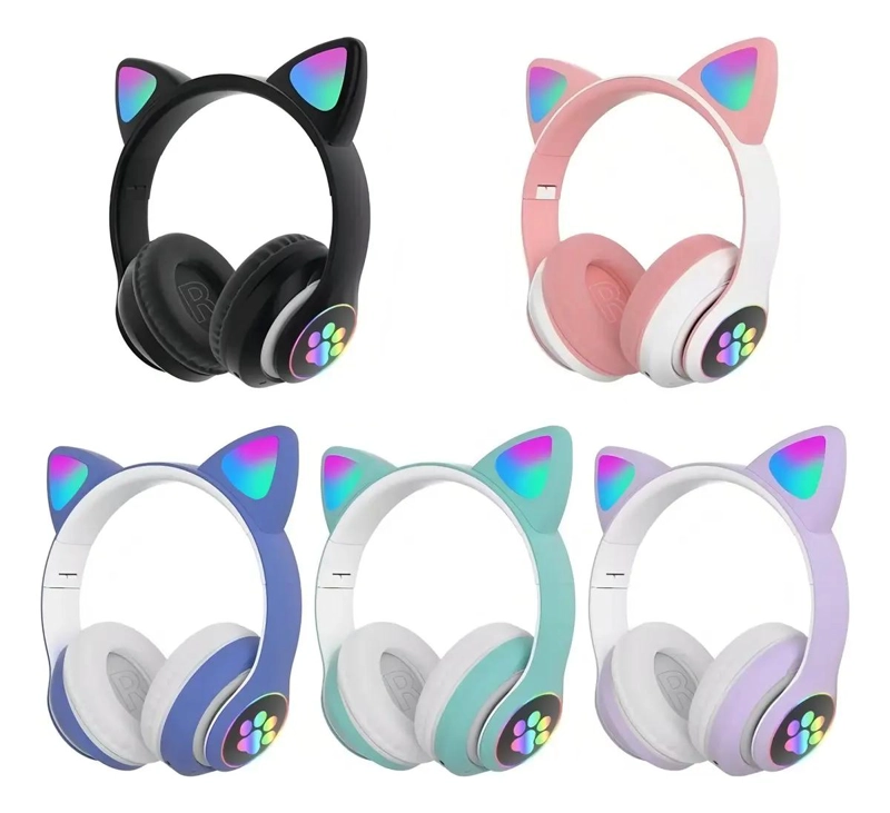 AURICULARES GAMER INALAMBRICOS CON LUZ LED ROSA - 3