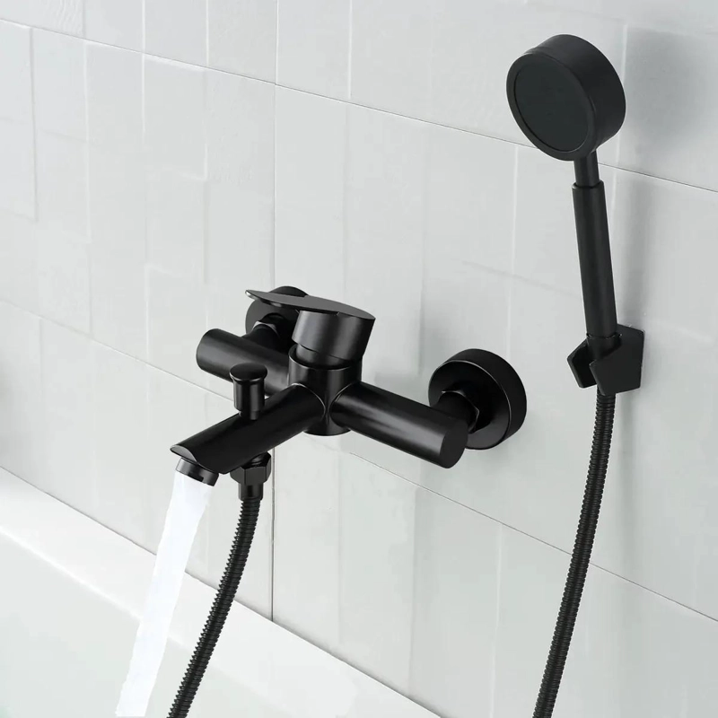KIT MONOMANDO PARA TINA Y DUCHA ACERO INOX NEGRO MATE - 2