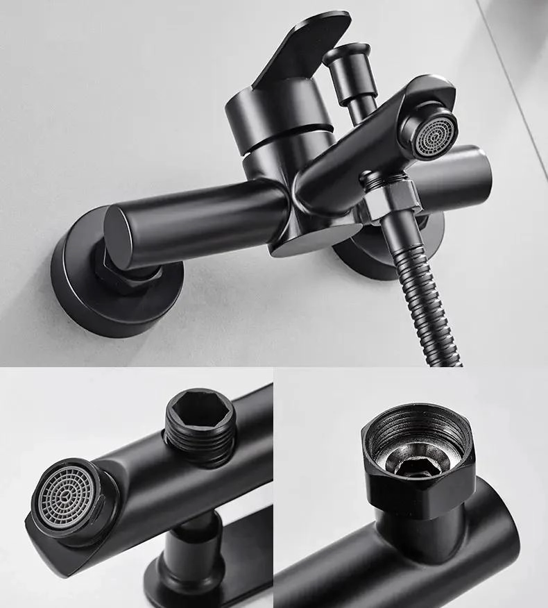 KIT MONOMANDO PARA TINA Y DUCHA ACERO INOX NEGRO MATE - 5