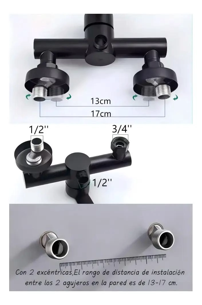 LLAVE MONOMANDO PARA DUCHA NEGRO CON MANERAL DE ACERO INO - 4