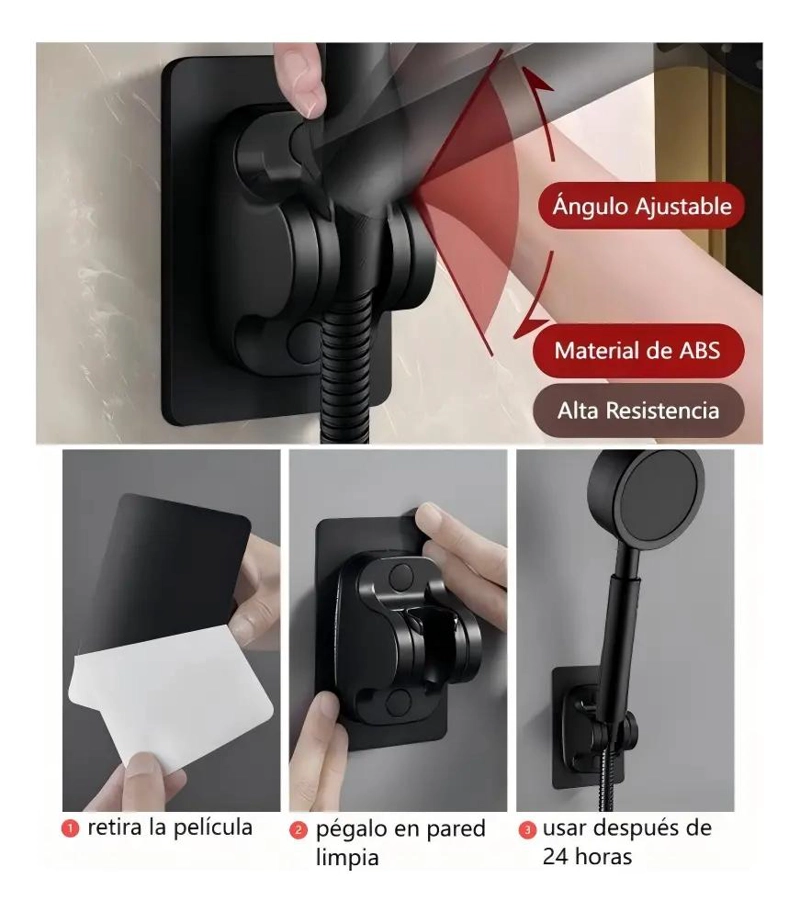 LLAVE MONOMANDO PARA DUCHA NEGRO CON MANERAL DE ACERO INO - 5