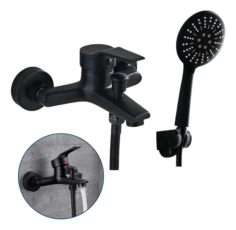 LLAVE MONOMANDO PARA TINA Y DUCHA CON FLEXIBLE Y MANGO - 1