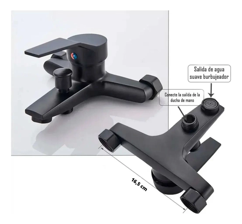 LLAVE MONOMANDO PARA TINA Y DUCHA CON FLEXIBLE Y MANGO - 3