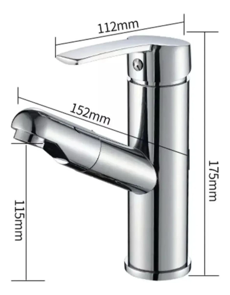 LLAVE PARA LAVAMANOS CON MANGO EXTRAIBLE CROMADO - 5