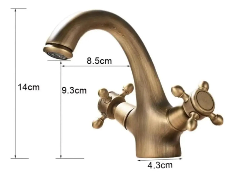 LLAVE PARA LAVAMANOS DE LATON TIPO EUROPEO RETRO - 2