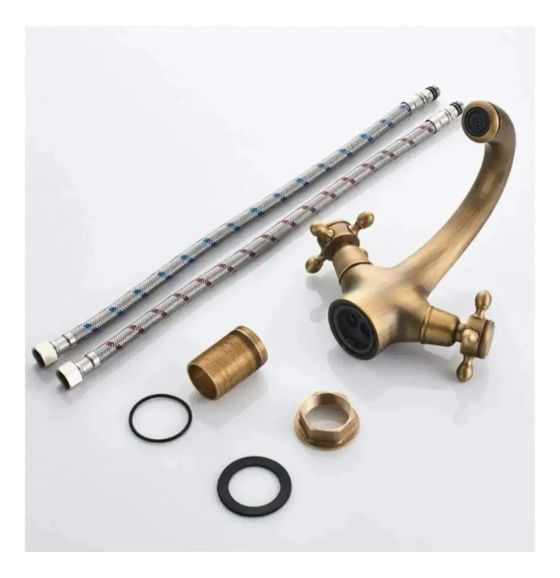 LLAVE PARA LAVAMANOS DE LATON TIPO EUROPEO RETRO - 3