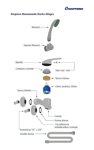 MEZCLADORA DE BAÑO MONOMANDO CROMADA ALLEGRA - 3