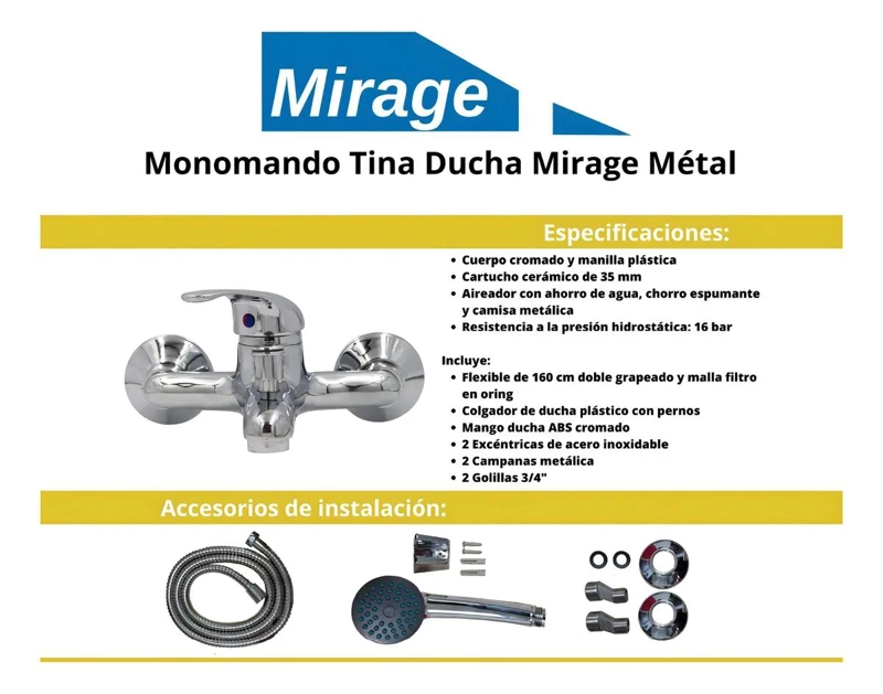 LLAVE MONOMANDO PARA TINA Y DUCHA - 3