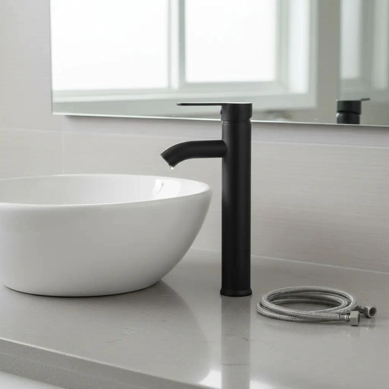 LLAVE MONOMANDO PARA BAÑO ACERO NEGRO MATE 30,5 CM - 1