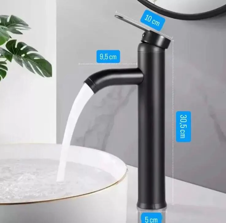 LLAVE MONOMANDO PARA BAÑO ACERO NEGRO MATE 30,5 CM - 3