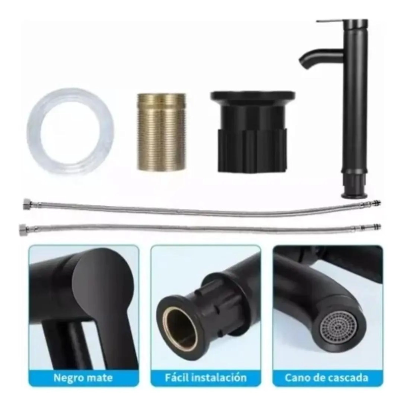 LLAVE MONOMANDO PARA BAÑO ACERO NEGRO MATE 30,5 CM - 4