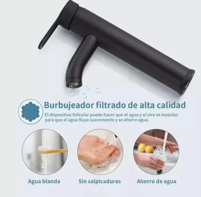 LLAVE MONOMANDO PARA BAÑO ACERO NEGRO MATE 30,5 CM - 5