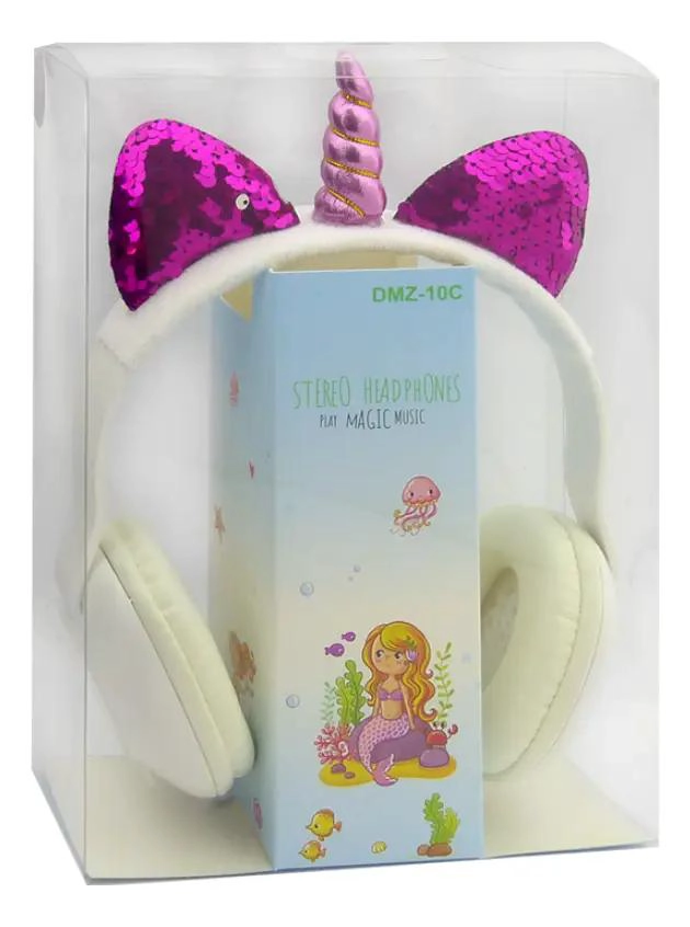 AUDIFONOS CON DISEÑO DE UNICORNIO PARA NIÑOS CON CINTILLO - 2