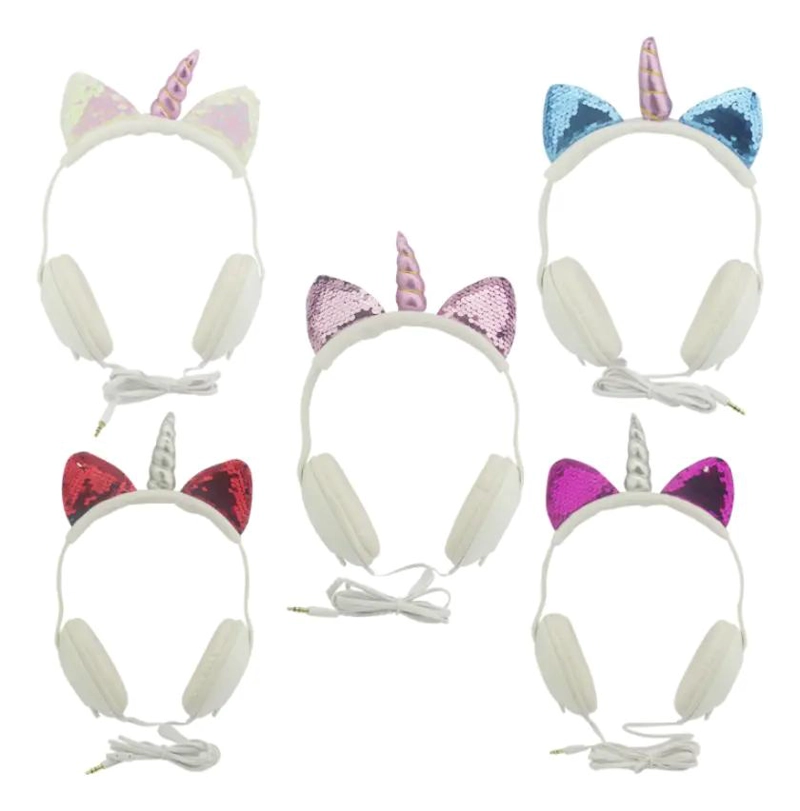 AUDIFONOS CON DISEÑO DE UNICORNIO PARA NIÑOS CON CINTILLO - 4