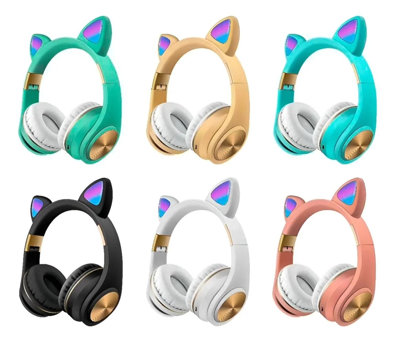 AUDIFONOS INALAMBRICOS DISEÑO GATO PREMIUM PARA NIÑAS - 1