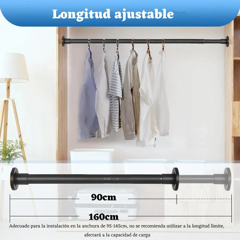 BARRA EXTENSIBLE PARA CORTINA DE DUCHA 90-160 CM - 3
