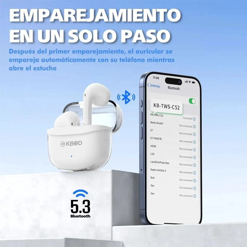 AUDIFONOS INALAMBRICOS BLUETOOTH TWS C52 CON ESTUCHE - 2
