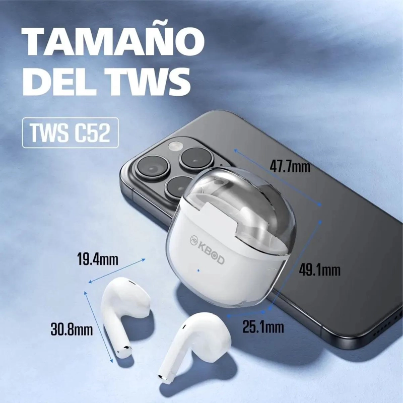 AUDIFONOS INALAMBRICOS BLUETOOTH TWS C52 CON ESTUCHE - 3