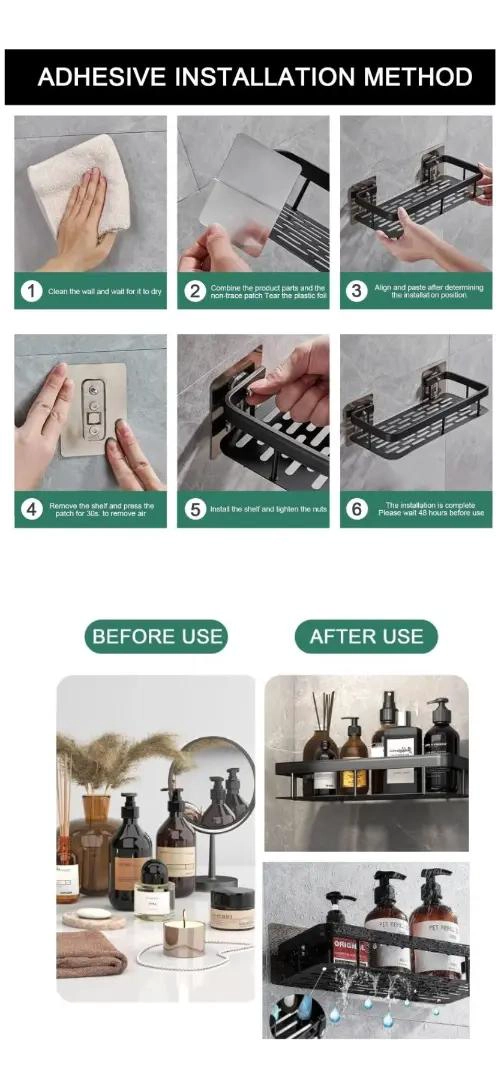 ESTANTE DE ALMACENAMIENTO PARA BAÑO SIN PERFORACIONES - 4