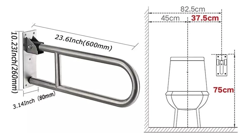 BARANDILLA PLEGABLE DE ACERO INOXIDABLE PARA BAÑO - 2