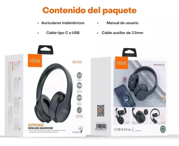 AUDIFONOS BLUETOOTH INALAMBRICOS PLEGABLES CON BAJO - 4