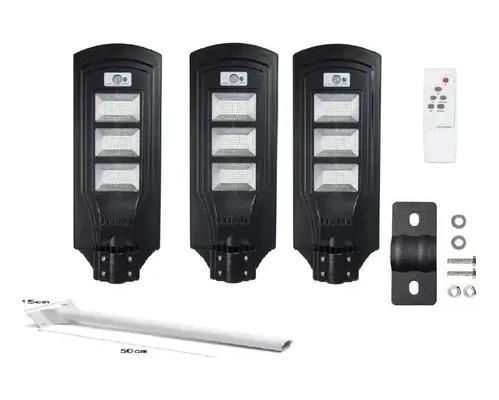 PACK 3 FOCOS LUMINARIA SOLAR CALLE 120W CON SOPORTE - 2