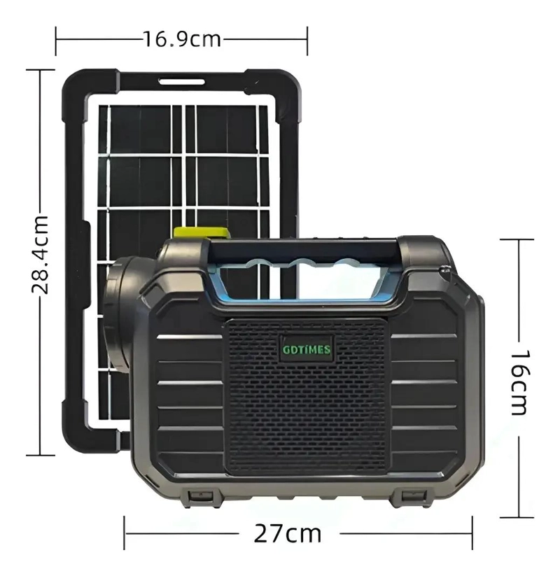 KIT SOLAR CON RADIO, LINTERNA, FOCO Y CARGADOR - 5