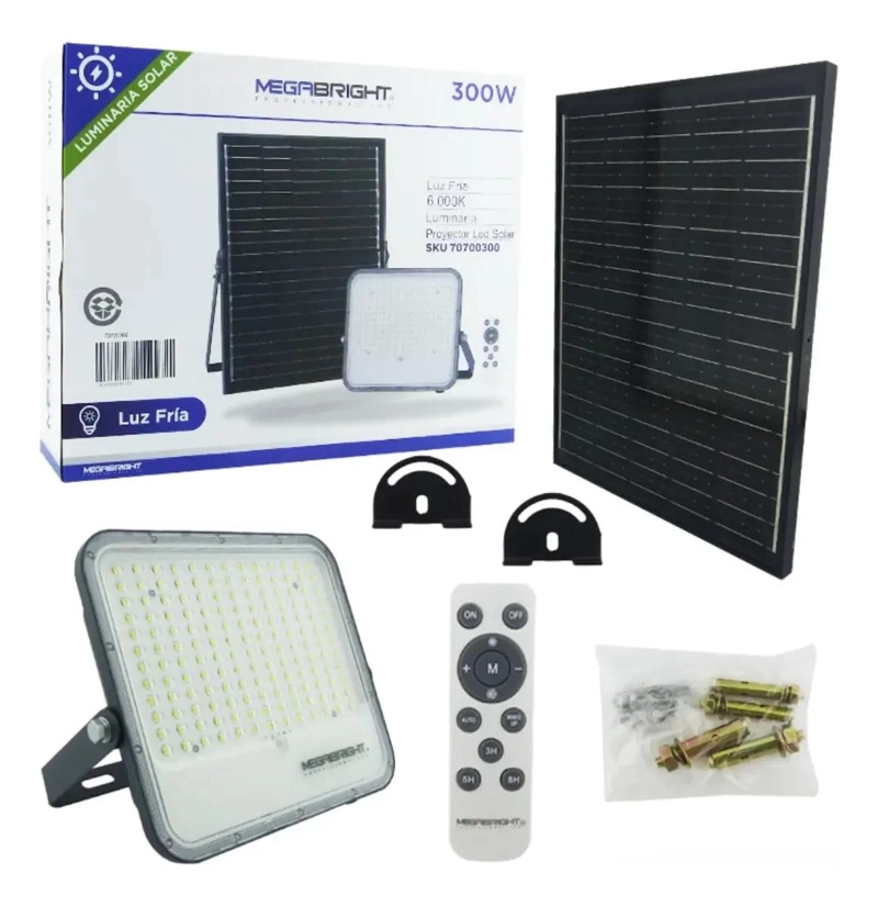 PROYECTOR SOLAR LED 300W CON 156 LEDS Y PANEL SOLAR - 1