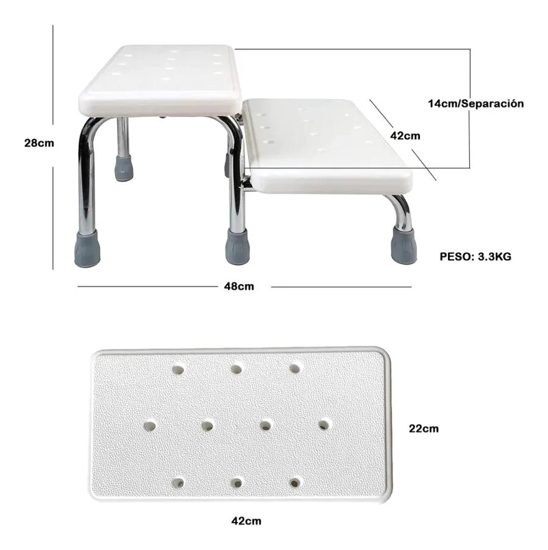 ESCABEL PARA BAÑO BLANCO ANTIDESLIZANTE - 2