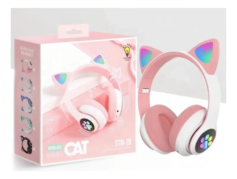 AURICULARES GAMER INALAMBRICOS ROSA CON LUZ LED - 3