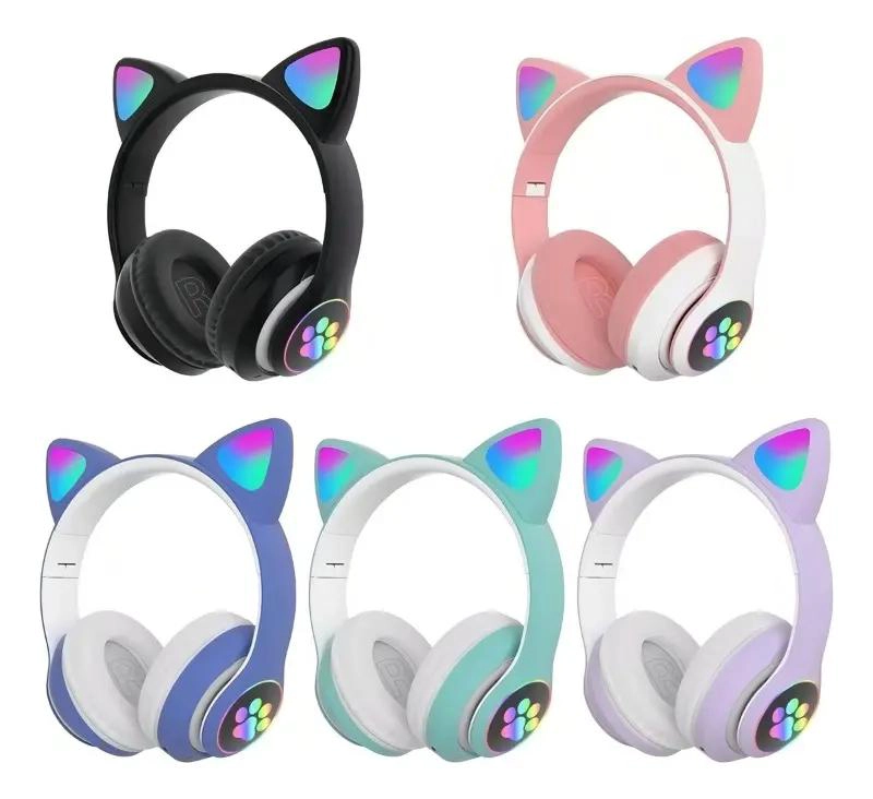 AURICULARES GAMER INALAMBRICOS ROSA CON LUZ LED - 4