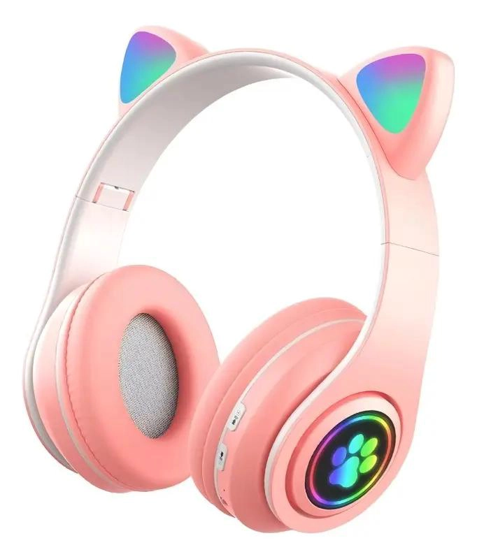 AURICULARES GAMER INALAMBRICOS ROSA CON LUZ LED - 5