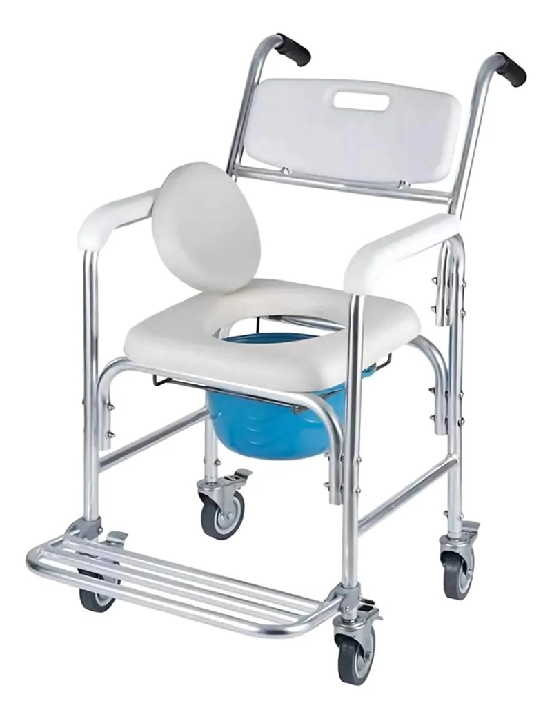 INODORO PORTATIL CON RUEDAS Y REPOSAPIE S CON BALDE - 1
