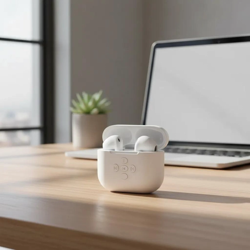 AUDIFONOS BLUETOOTH BLANCOS CON ESTUCHE Y SONIDO HIFI - 4