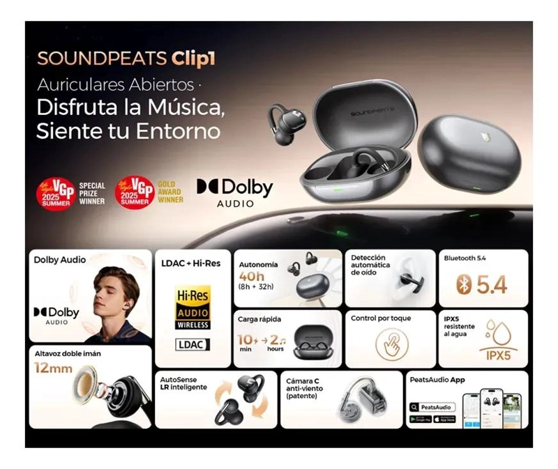 AUDIFONOS CLIP1 HI-RES CON LDAC Y DOLBY AUDIO - 3