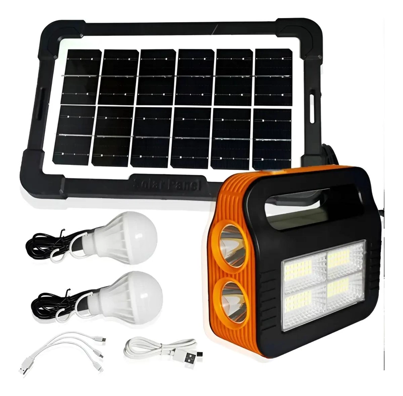 KIT SOLAR DE EMERGENCIA PARA CAMPING CON USB Y 2 AMPOLLET - 1