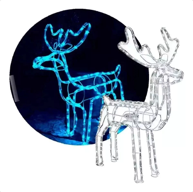 RENO NAVIDEÑO DECORATIVO CON LUCES LED AZUL 120CM - 1