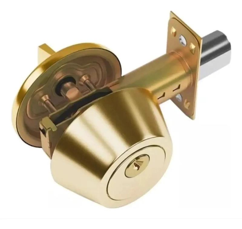 KIT CERRADURA CON POMO Y CERROJO DE SEGURIDAD DORADO - 3