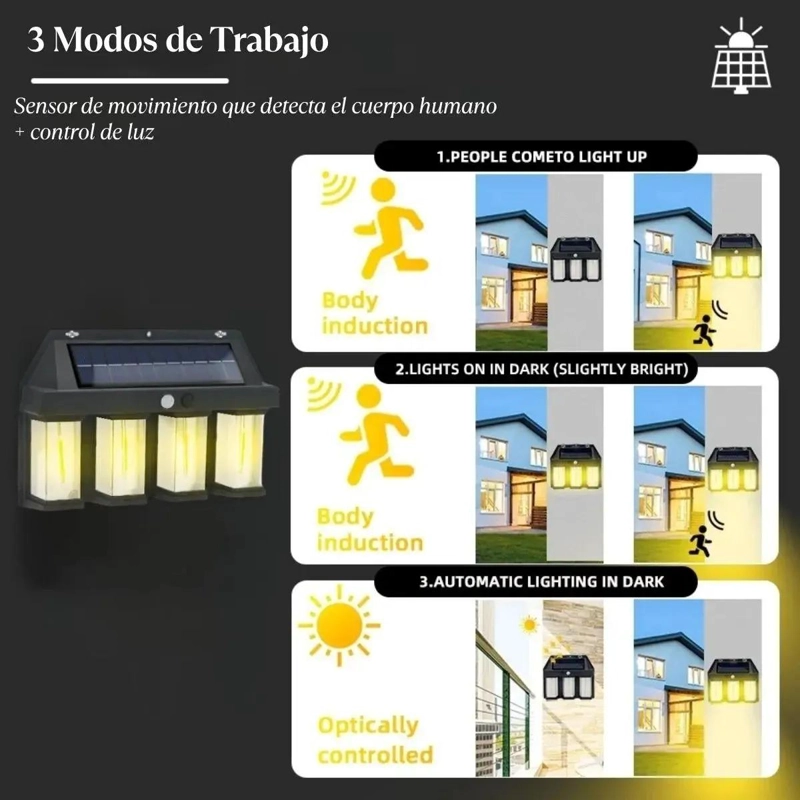 PACK 3 FOCOS SOLARES DE PARED 4 LED CON SENSOR DE MOV - 5
