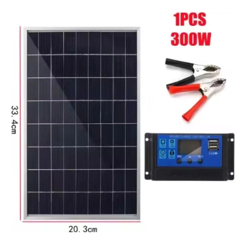 KIT PANEL SOLAR 12V POLICRISTALINO CON CONTROLADOR Y USB - 4