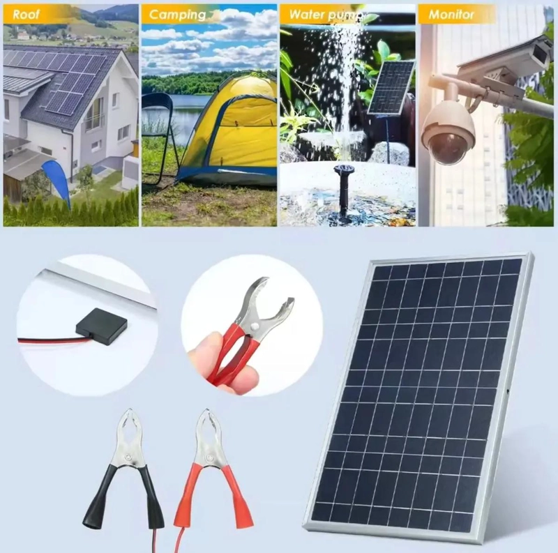 KIT PANEL SOLAR 12V POLICRISTALINO CON CONTROLADOR Y USB - 5