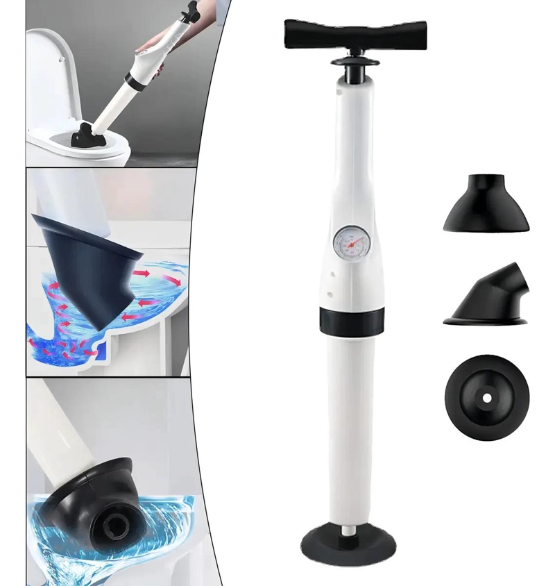 DESTAPADOR CON MANOMETRO Y 3 VENTOSAS PARA BAÑO Y COCINA - 1